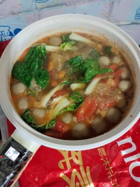 放入小青菜煮30秒！