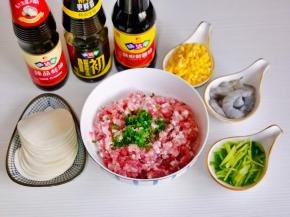 准备食材，肉糜中加葱花。