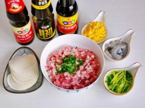 准备食材，肉糜中加葱花。