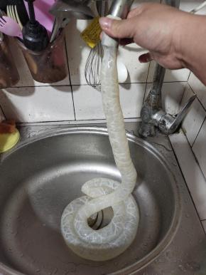 猪肠衣洗掉里面的盐分，再对着水龙头清洗干净！
