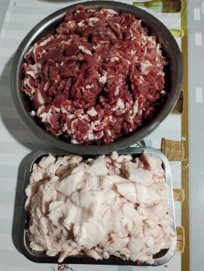 12斤肉切了两大盆！（足足切了两个小时！手都磨起泡了！为了吃也是够拼的了！）