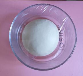 面揉好后放入容器中发酵，室温28度，发酵一小时左右。