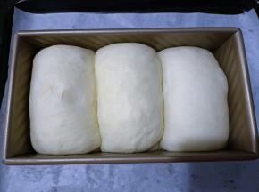放入烤箱二次发酵。温度35度，放一碗温水在旁边保湿。发酵至八分满即可。