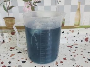 蝶豆花倒入开水提前冲泡好，就变成蓝色的蝶豆花水啦！