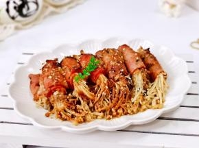 培根金针菇卷。