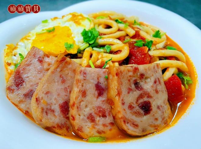 番茄午餐肉煎蛋乌冬面