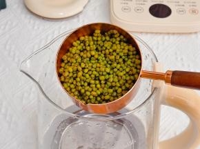 绿豆倒入养生壶中。