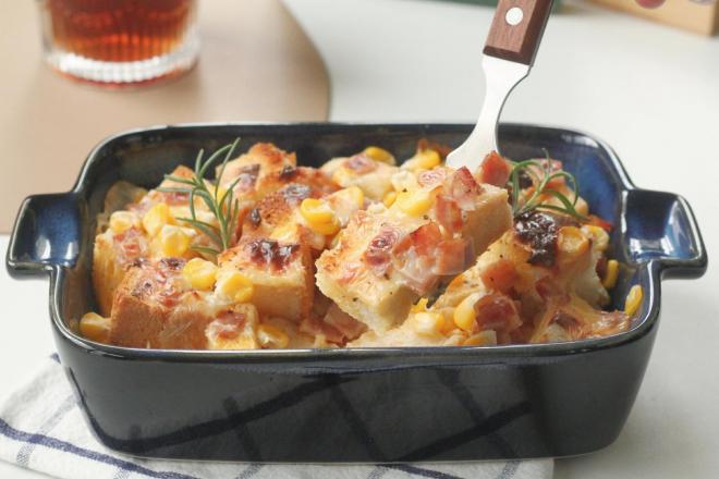 巨简单，咸香芝士培根蛋奶烤吐司，吐司的花样吃法