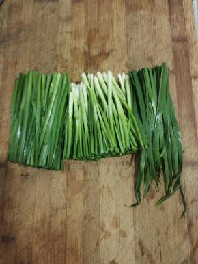 韭菜清洗干净，控干水分，切成段备用！