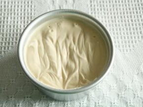 从20厘米高处倒入模具，晃平。提起振2下振出大气泡。