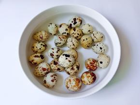 煮好的鹌鹑蛋过两遍冷水，再放冷水浸泡2分钟【过水后的鹌鹑蛋轻轻松松就剥壳】