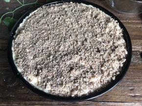 最后撒入拌好的颗粒