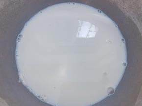 另取一个碗，加入牛奶，低筋面粉，白糖