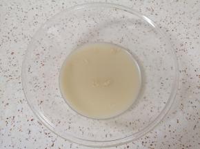 盆里倒入温水，加入糖、盐和发酵粉混合均匀。