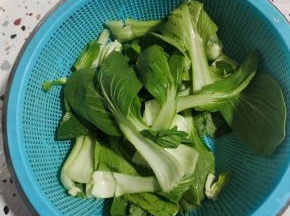 小青菜清洗干净控干水分备用！