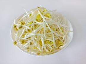 豆芽择去根须，清洗干净备用。