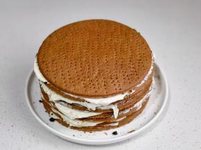 依次叠加，一块饼干一层奶油奶酪+奥利奥碎，把饼干做完结束。