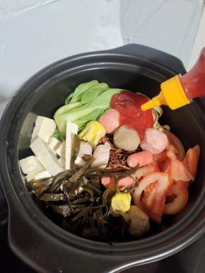 放入一大勺番茄酱！