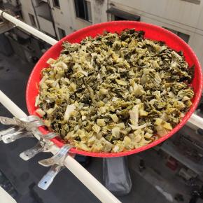 放在阳光下暴晒三天左右！(中途记得翻动几次，晒的更均匀！)