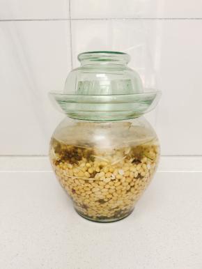 室温保存，半个月就可以吃到又麻又脆的麻豆啦！(麻豆吃完了，可以再泡一点黄豆焯水处理好以后，再放进去泡麻豆！切记不能有油和生水进入泡麻豆的玻璃瓶里哦！)